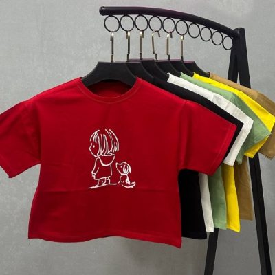 خرید عمده ️کراپ چاپی سوپر پنبه اعلاء ️ کد00533 - تاپ و تیشرت زنانه عمده