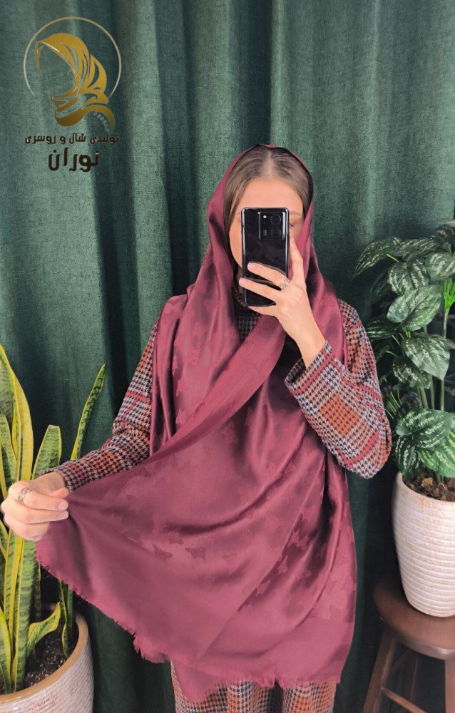 خرید عمده شال ژاکارد زرشکی چری اعلاء - شال و روسری زنانه عمده