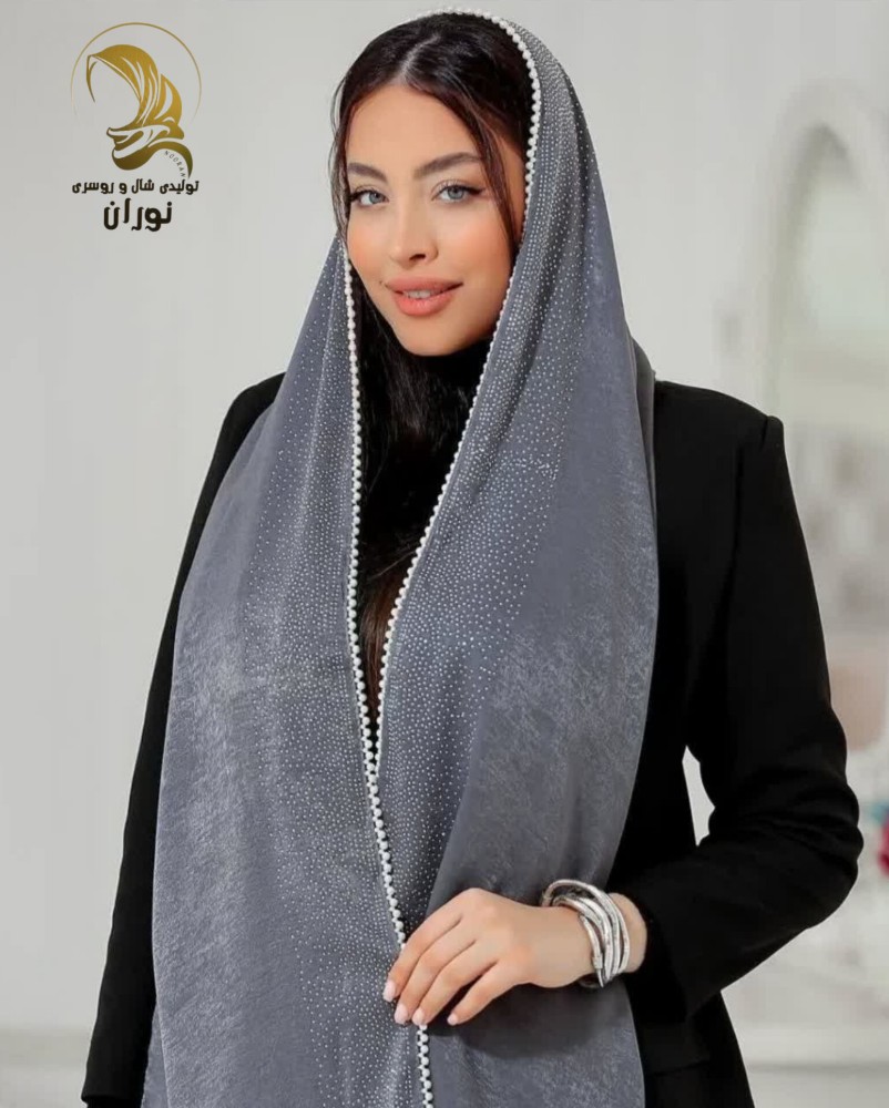 فروش عمده شال مجلسی کوپرا نگین مرواریدی اعلاء - شال و روسری زنانه عمده