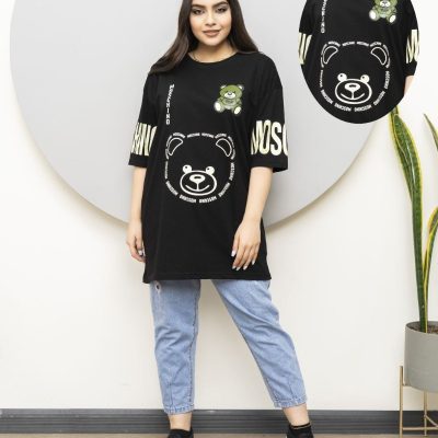 خرید عمده تیشرت لانگ سوپر نخ پنبه MOSCHINO کد6212.4 - تاپ و تیشرت زنانه عمده