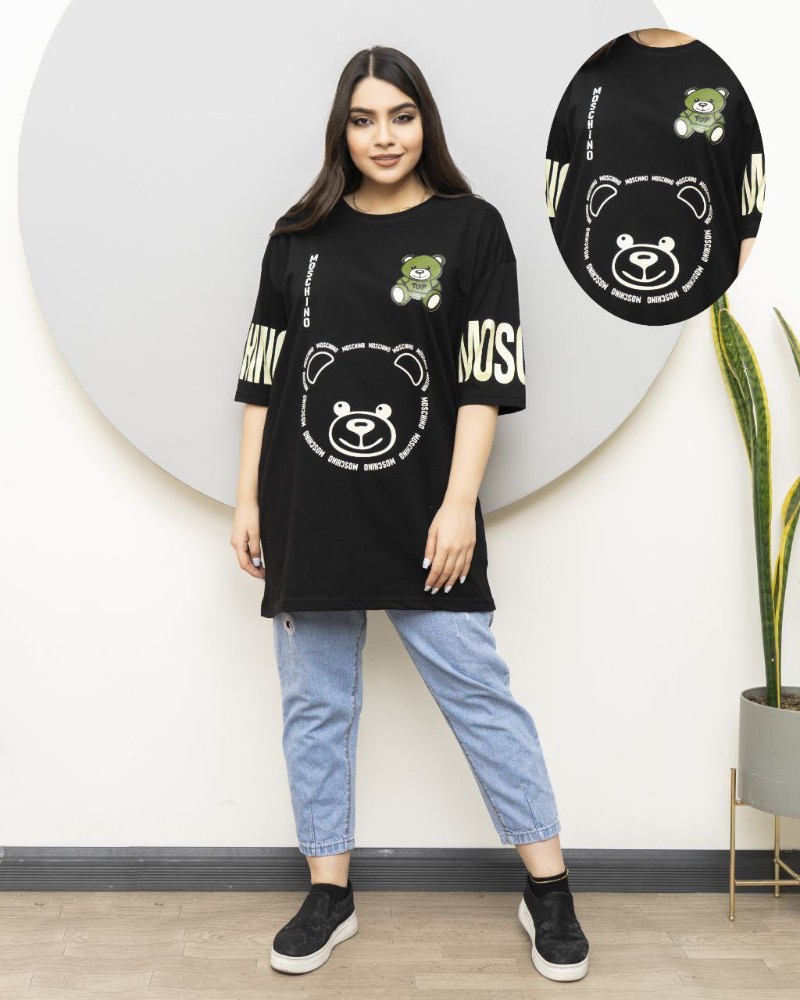 خرید عمده تیشرت لانگ سوپر نخ پنبه MOSCHINO کد6212.4 - تاپ و تیشرت زنانه عمده