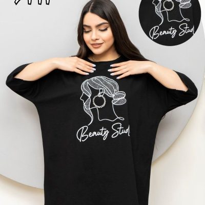 خرید عمده تیشرت لانگ نگین و مروارید سوپر نخ پنبه - تاپ و تیشرت زنانه عمده