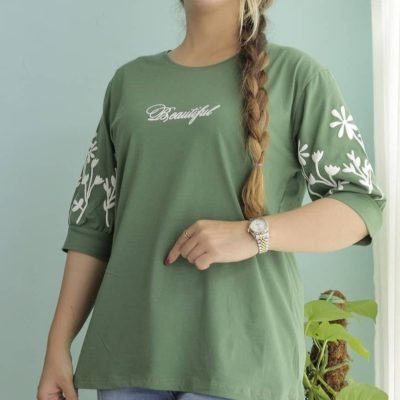 خرید عمده تیشرت آستین چاپ Beautiful سوپر اسپان - تاپ و تیشرت زنانه عمده