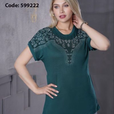 خرید عمده تیشرت یقه دلبری زنانه - تاپ و تیشرت زنانه عمده