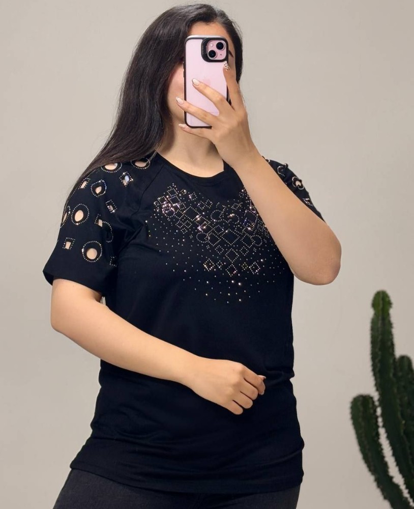 فروش عمده تیشرت زنانه نگین کاری - تاپ و تیشرت زنانه عمده
