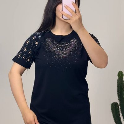 فروش عمده تیشرت زنانه نگین کاری - تاپ و تیشرت زنانه عمده