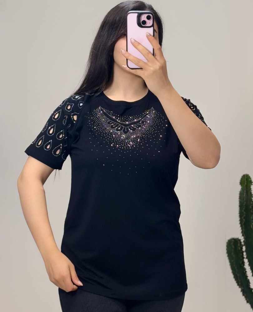 فروش عمده تیشرت زنانه نگین کاری - تاپ و تیشرت زنانه عمده