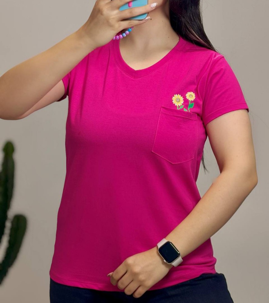 فروش عمده تیشرت زنانه یقه هفت جیب دار پنبه - تاپ و تیشرت زنانه عمده