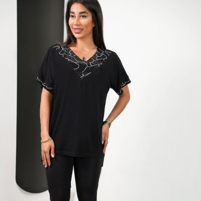 فروش عمده تیشرت زنانه نگین کاری - تاپ و تیشرت زنانه عمده