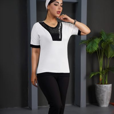 فروش عمده تیشرت زنانه نگین کاری - تاپ و تیشرت زنانه عمده