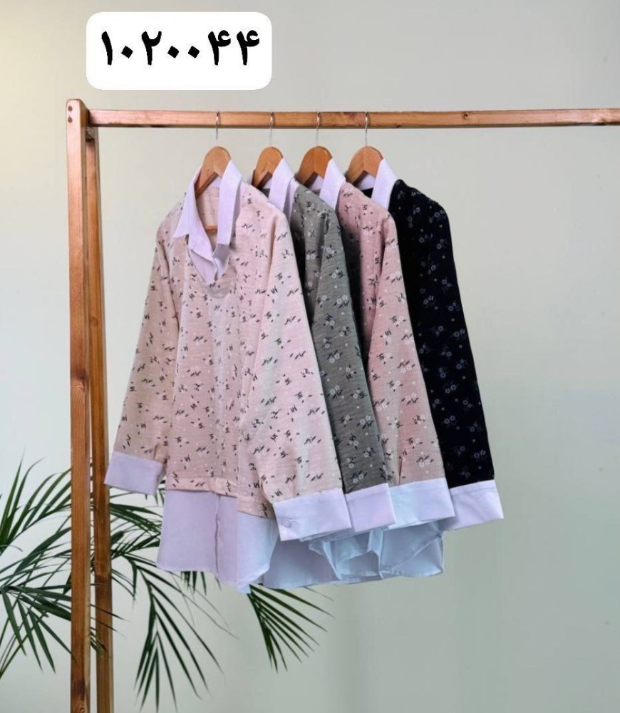 خرید عمده شومیز دو یقه کراش گل برفی - شومیز زنانه عمده