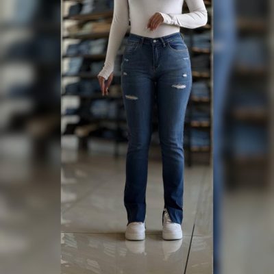 فروش عمده ✴️شلوار جین پشت و رو پنبه چاکدار ترک✴️ - شلوار و ساپورت زنانه عمده