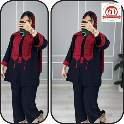 خرید عمده ست کرشمه مشکی(مانتو+شلوار) - ست تونیک شلوار زنانه عمده