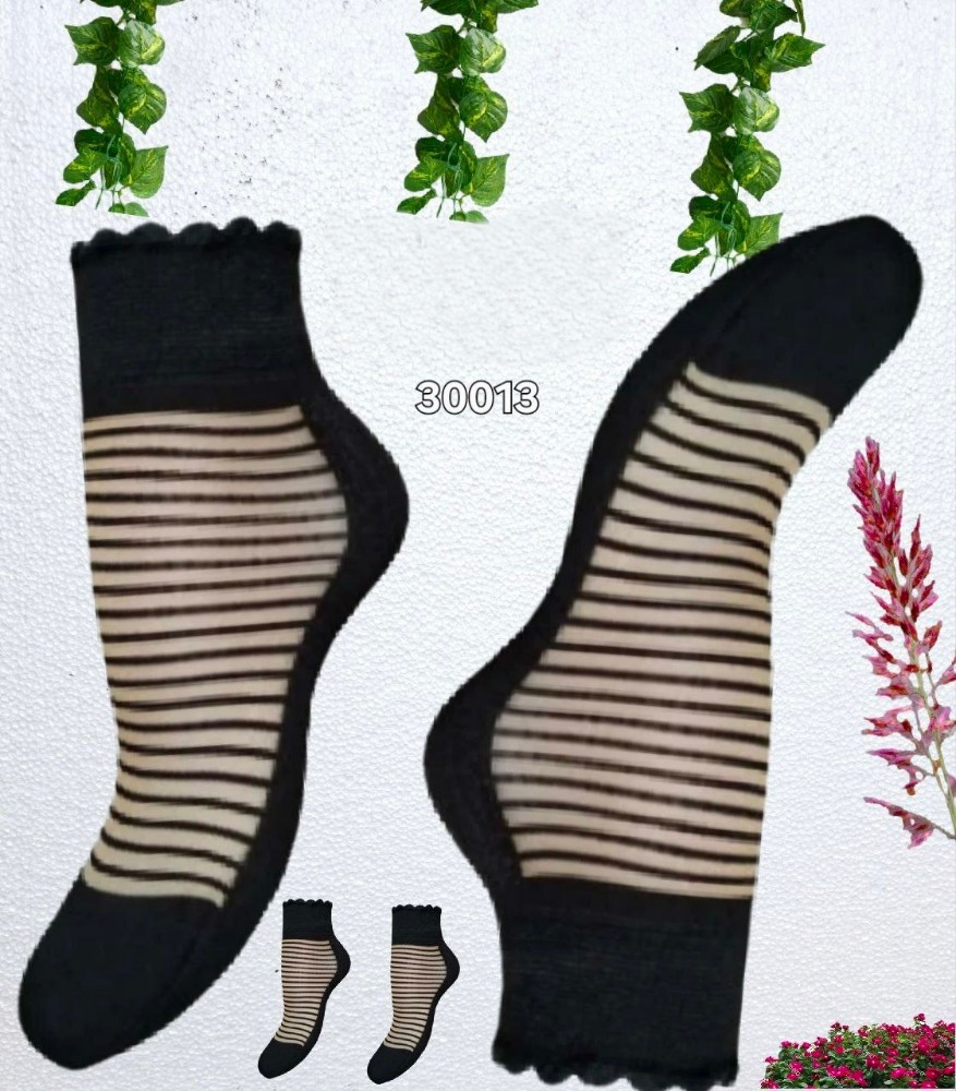 خرید عمده ️جوراب قایقی طرح دار ️ کد30013 - جوراب زنانه عمده