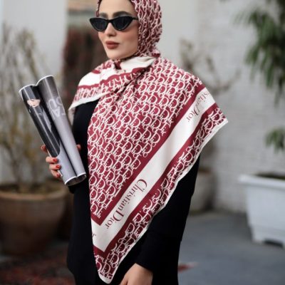 فروش عمده روسری زنانه مجلسی ابریشم توییل سایز ۱۱۰ - شال و روسری زنانه عمده