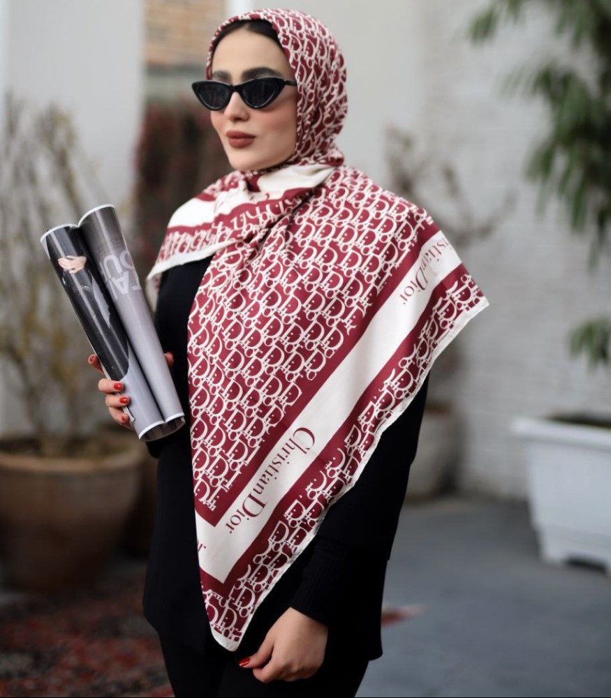 فروش عمده روسری زنانه مجلسی ابریشم توییل سایز ۱۱۰ - شال و روسری زنانه عمده