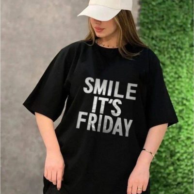 خرید عمده تیشرت دورس اسپان چاپ smile - تاپ و تیشرت زنانه عمده