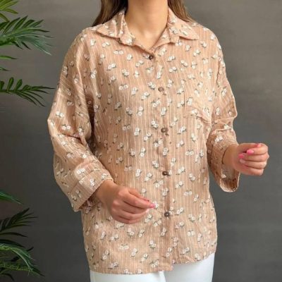 خرید عمده شومیز کراش گل گچی - شومیز زنانه عمده