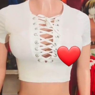 خرید عمده نیم تنه کراپ کبریتی جلو بند - تاپ و تیشرت زنانه عمده