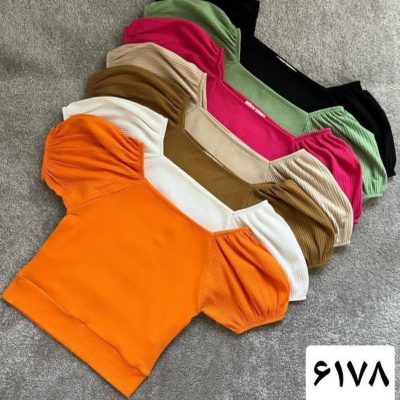 خرید عمده کراپ کبریتی ویسکوز سرشانه پری - تاپ و تیشرت زنانه عمده
