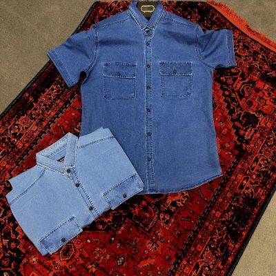 خرید عمده پیراهن لی دوجیب نیم آستین سنگشور شده - پیراهن مردانه عمده