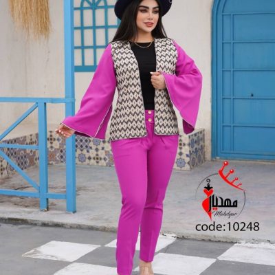 خرید عمده کت شلوار زنانه خرجکار هندی سرخابی - کت و شلوار زنانه عمده