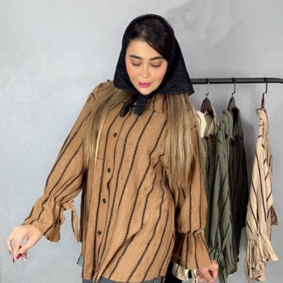 فروش عمده ✴️مانتو یقه دار آستین عروسکی مراکشی✴️ کد6999 - مانتو زنانه عمده