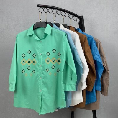 خرید عمده ️مانتو چاپی پوپلین ️ کد6665 - مانتو زنانه عمده