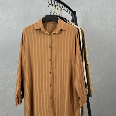 خرید عمده ️مانتو راه راه کمربنددار مراکشی ️ کد6832 - مانتو زنانه عمده