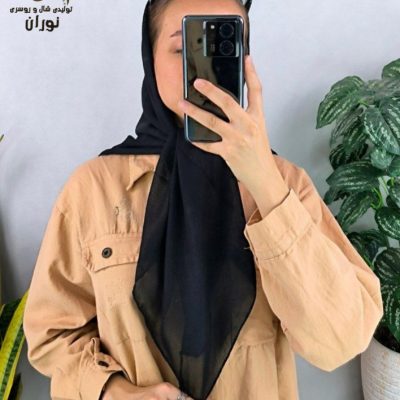 خرید عمده روسری نخی دنیز مشکی منگوله دار اعلاء - شال و روسری زنانه عمده