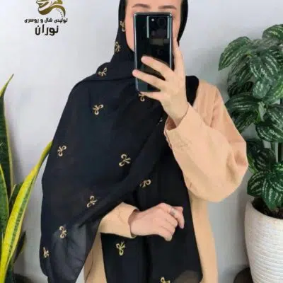 خرید عمده شال نخی دنیز پایین گلدوزی اعلاء - شال و روسری زنانه عمده
