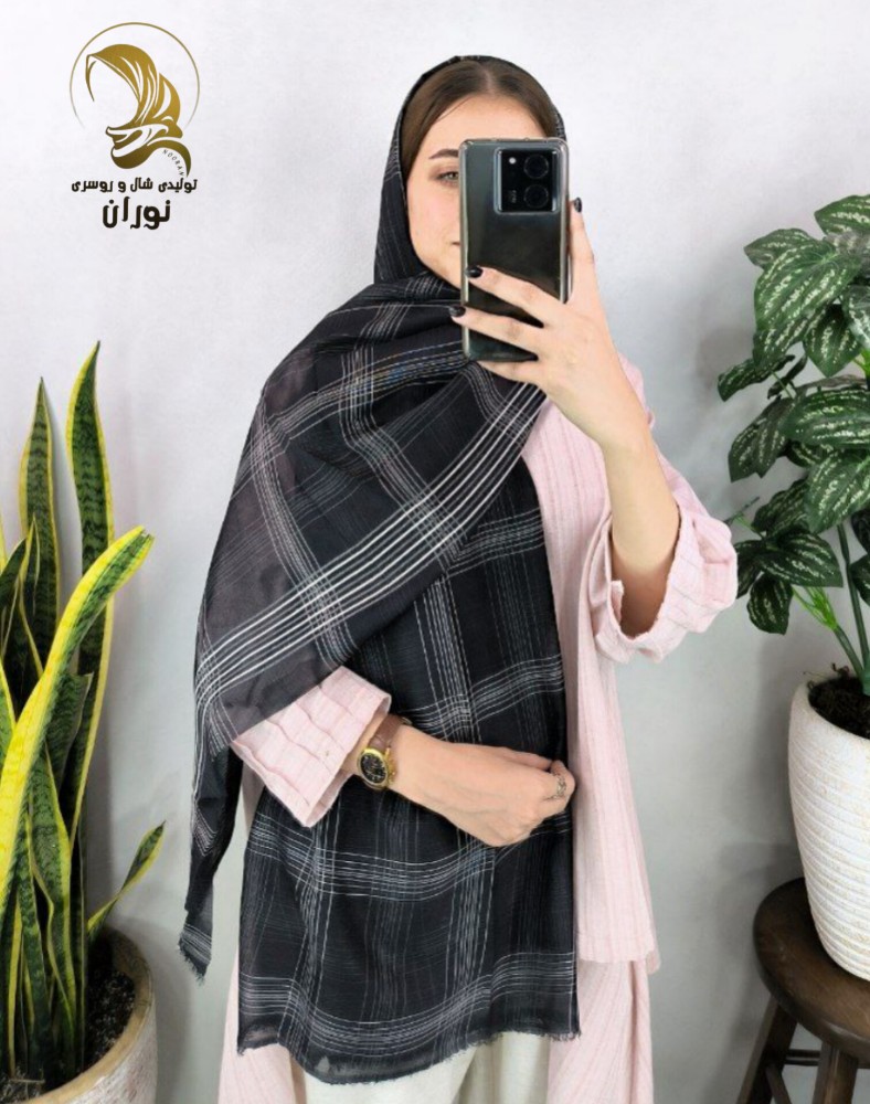 فروش عمده شال نخی اسپان خطی اعلاء - شال و روسری زنانه عمده