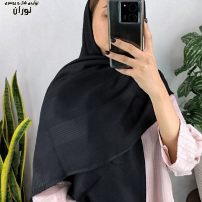 فروش عمده روسری نخی ساناز مشکی اعلاء - شال و روسری زنانه عمده