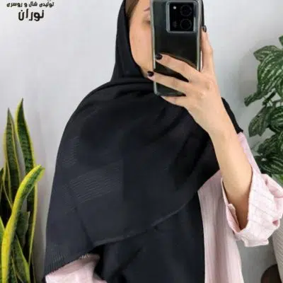 فروش عمده روسری نخی ساناز مشکی اعلاء - شال و روسری زنانه عمده