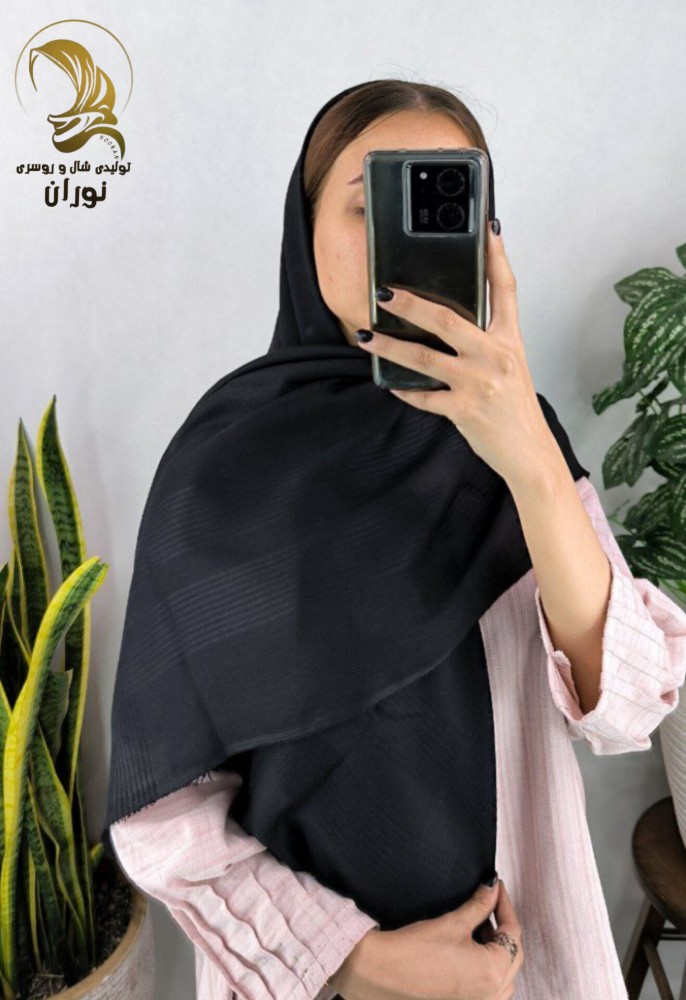 فروش عمده روسری نخی ساناز مشکی اعلاء - شال و روسری زنانه عمده