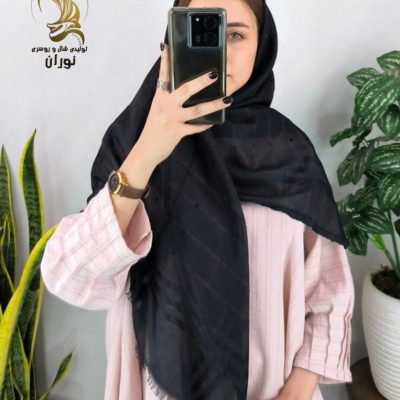 فروش عمده روسری نخی اشکی مشکی اعلاء - شال و روسری زنانه عمده
