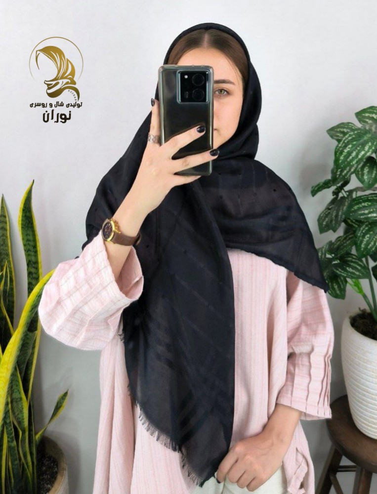 فروش عمده روسری نخی اشکی مشکی اعلاء - شال و روسری زنانه عمده