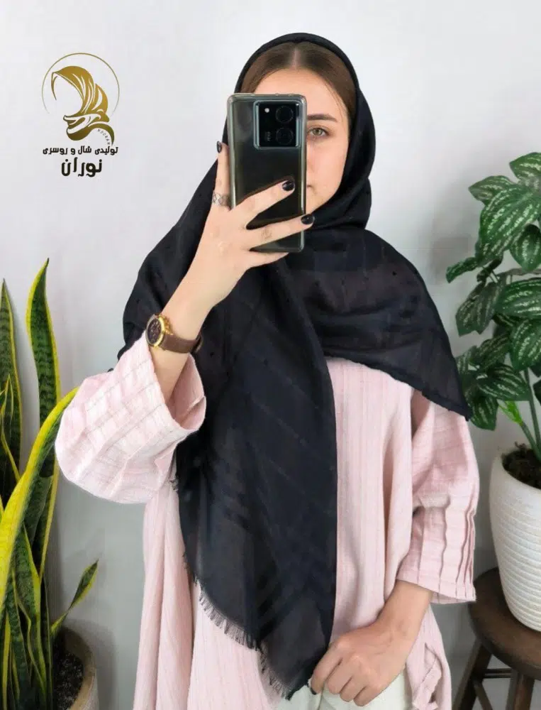 فروش عمده روسری نخی اشکی مشکی اعلاء - شال و روسری زنانه عمده