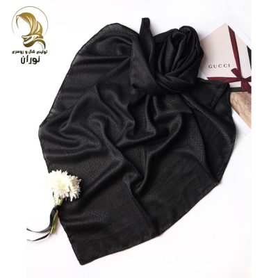فروش عمده روسری ژاکارد دوردوخت مشکی اعلاء - شال و روسری زنانه عمده