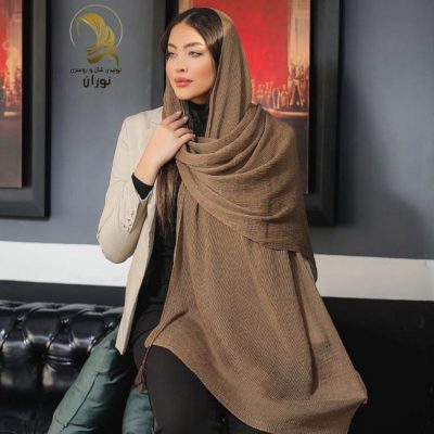 خرید عمده شال نخی سیااسکارف پلیسه اعلاء - شال و روسری زنانه عمده