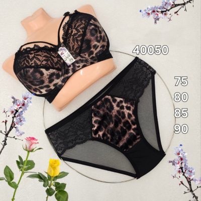 خرید عمده ️ست پلنگی فنردار ️ کد40050 - شورت و سوتین زنانه عمده