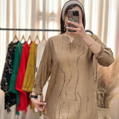خرید عمده شومیز یقهvآستین بندی - شومیز زنانه عمده