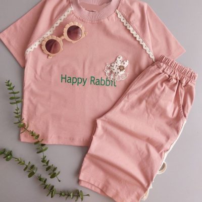 فروش عمده ست تیشرت شلوارک دخترانه rabbit - ست تیشرت شلوارک دخترانه عمده
