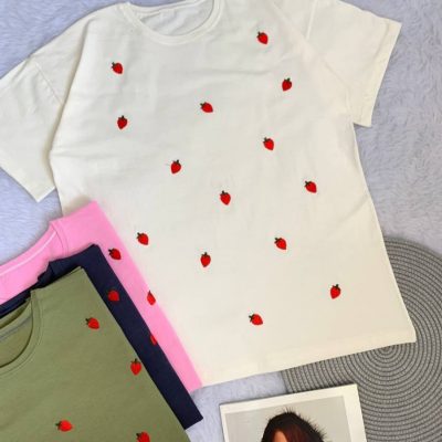 فروش عمده تیشرت پنبه زنانه فری سایز ۳۸ تا ۴۸ - تاپ و تیشرت زنانه عمده