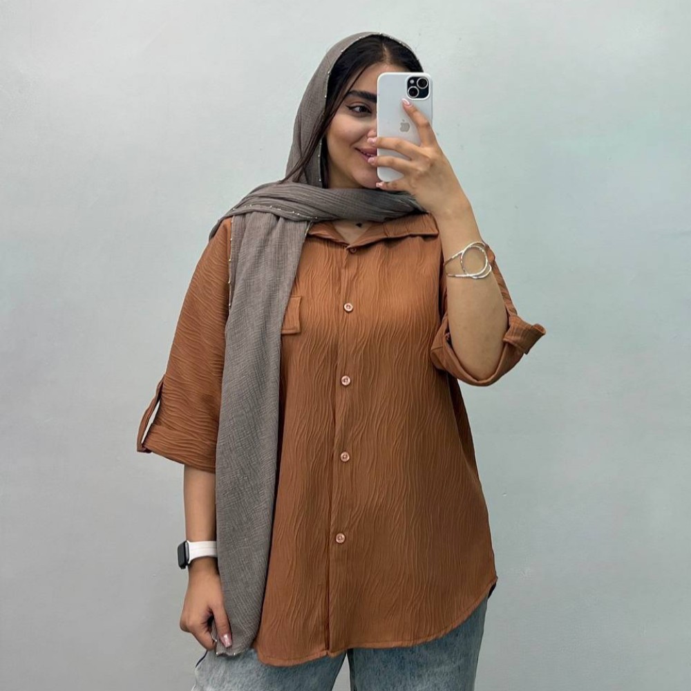 فروش عمده شومیز زنانه آیوا آستین بندی - شومیز زنانه عمده
