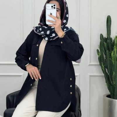 فروش عمده شومیز زنانه محرمی مشکی تک بغل دکمه - شومیز زنانه عمده