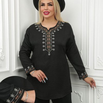 فروش عمده 🔥 تونیک زنانه طرح دار مشکی محرمی - تونیک زنانه عمده