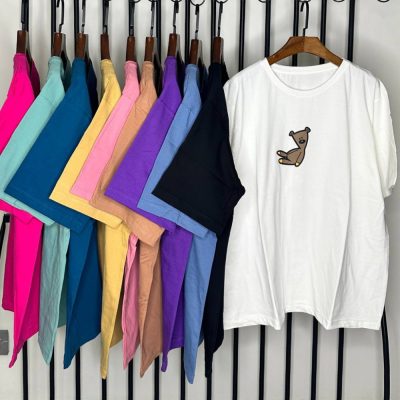 فروش عمده تیشرت لانگ گلدوزی زنانه پنبه - تاپ و تیشرت زنانه عمده