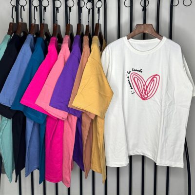 فروش عمده تیشرت زنانه پنبه فری سایز ۳۸ تا ۴8 - تاپ و تیشرت زنانه عمده