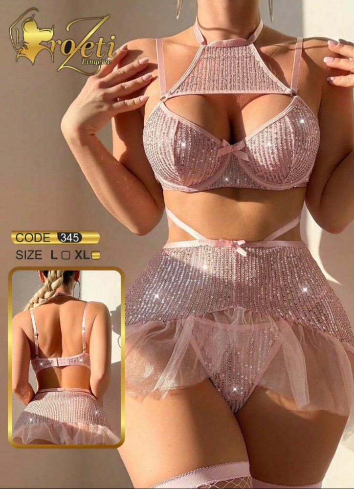 فروش عمده 🍒 لباس خواب زنانه فانتزی پولکی جوراب دار - لباس خواب زنانه عمده